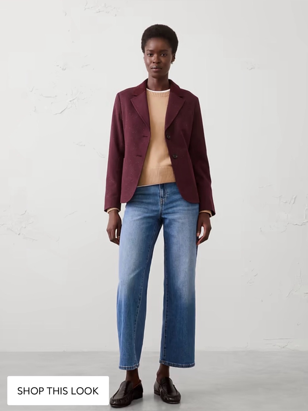 Women’s Burgundy Wool-Blend Blazer